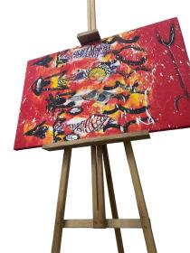 📢 اكتشفوا حامل اللوحات الفنية 🎨 الخشبي الأحمر عالي الجودة مع تشطيب محسن - الخيار الأمثل للفنانين المحترفين!  ✨