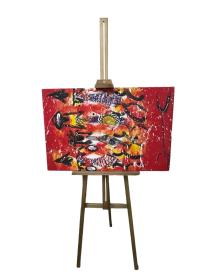 Porte-chevalet artistique en bois rouge - Design exceptionnel !