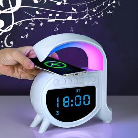 🔊⏰ ساعة منبه ومكبر صوت بلوتوث RGB ذكي من نوع Big G مع شاحن لاسلكي V5 ⏰🔊